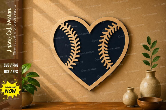 Baseball Heart Art laser cut svg File SVG Regulrcrative 