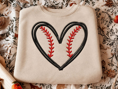 Baseball Heart Embroidery Design, Baseball Love Machine Embroidery File, Sports Mom Heart, 4 Size Embroidery/Applique DESIGNS DesignDestine 
