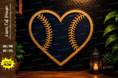 Baseball Heart Laser Cut SVG Design SVG Regulrcrative 