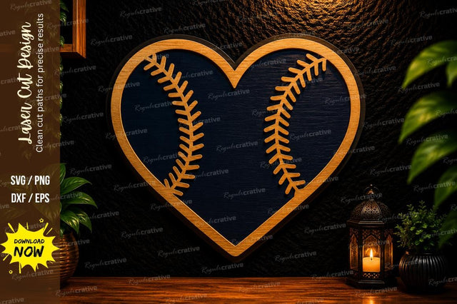 Baseball Heart Laser Cut SVG Design SVG Regulrcrative 