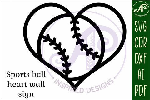 Baseball heart laser cut wall sign SVG APInspireddesigns 