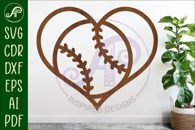Baseball heart laser cut wall sign SVG APInspireddesigns 