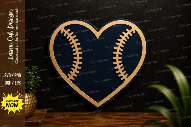 Baseball Heart Ornament Laser Cut SVG Design SVG Regulrcrative 