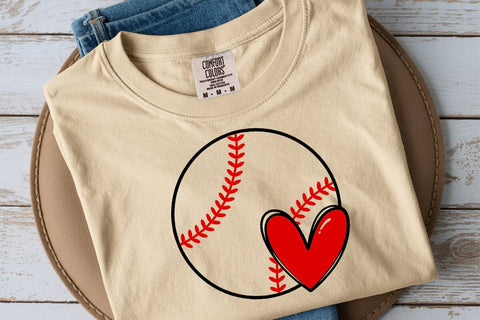 Baseball Heart Svg, Red Stitch Svg, Baseball T-shirt, Cheer Mom Svg, Game Day Svg SVG DesignDestine 