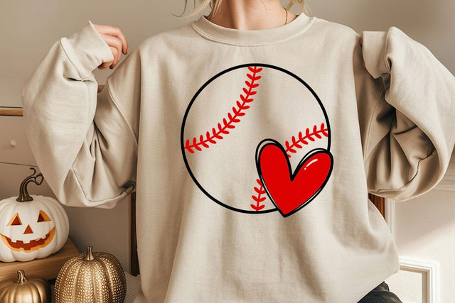 Baseball Heart Svg, Red Stitch Svg, Baseball T-shirt, Cheer Mom Svg, Game Day Svg SVG DesignDestine 