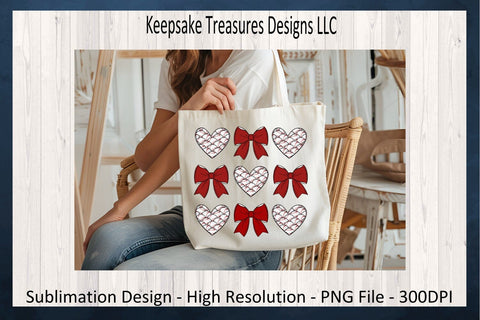 Baseball Hearts and Coquette Bows, Spring Sport, Sublimation PNG, Digital Download, PNG Printable Sublimation Keepsake Treasures Designs LLC. 