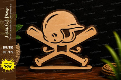 Baseball Helmet Crossed Bats Laser Cut Svg Design SVG Regulrcrative 