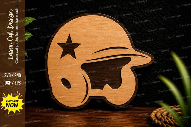 Baseball Helmet Silhouette Laser Cut SVG File SVG Regulrcrative 
