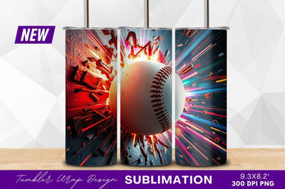 Baseball impact breaking wall with motion blur Sublimation Regulrcrative 