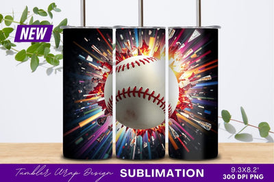 Baseball impact with shattered glass tumbler png Sublimation Regulrcrative 