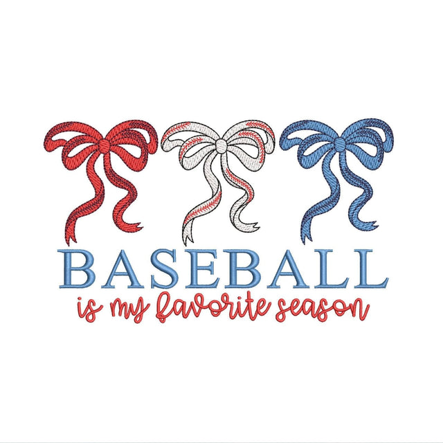 Baseball Is My Favorite Season Coquette Bows Machine Embroidery Design, 4 sizes, Instant Download Embroidery/Applique DESIGNS Nino Nadaraia 