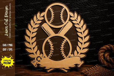 Baseball Laurel Crest Laser Cut Svg Design SVG Regulrcrative 