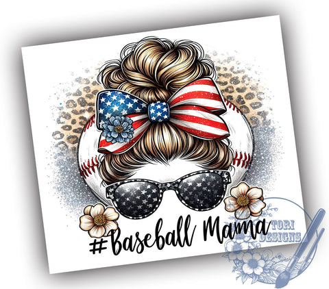 Baseball Mama 20oz Skinny Tumbler, Baseball Mom Life Bun Hair Tumbler Png, Straight & Tapered Tumbler Wrap, Instant Digital Download Sublimation ToriDesigns 