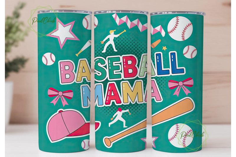 Baseball Mama 20oz Tumbler Wrap Sublimation PixelChick 