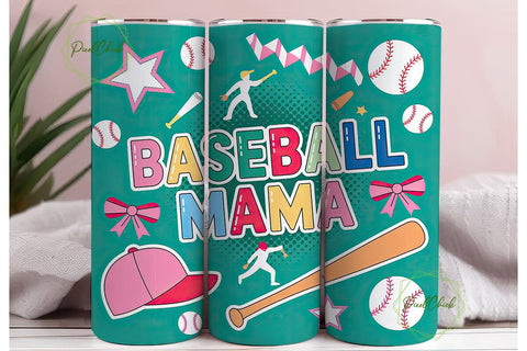 Baseball Mama 20oz Tumbler Wrap Sublimation PixelChick 