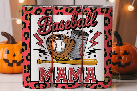 Baseball Mama Glitter Leopard Tumbler Sublimation PixelChick 