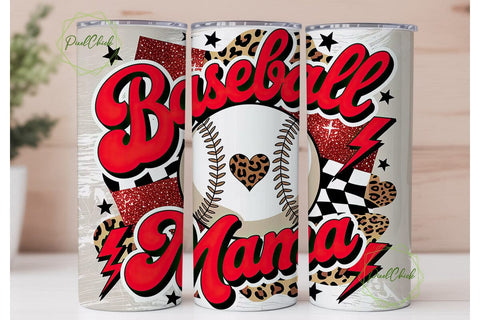 Baseball Mama Glitter Leopard Tumbler Sublimation PixelChick 
