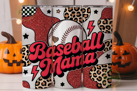 Baseball Mama Glitter Leopard Tumbler Sublimation PixelChick 