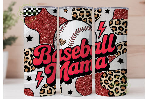 Baseball Mama Glitter Leopard Tumbler Sublimation PixelChick 