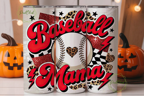 Baseball Mama Glitter Leopard Tumbler Sublimation PixelChick 