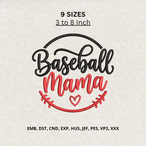 Baseball Mama Heart Machine Embroidery Design – Baseball Mom Game Day Embroidery File Embroidery/Applique DESIGNS PatternFeed8 