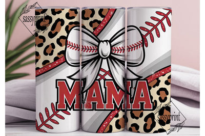 Baseball Mama Leopard 20oz Tumbler Wrap Sublimation sassyprint 