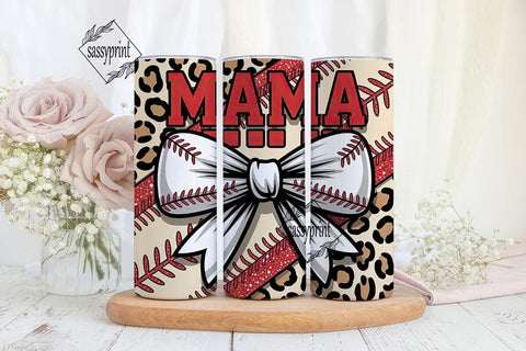 Baseball Mama Leopard 20oz Tumbler Wrap Sublimation sassyprint 