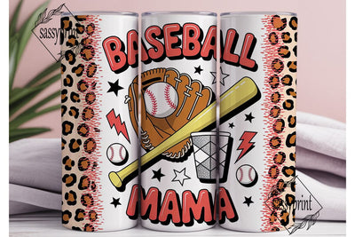 Baseball Mama Leopard Print 20oz Tumbler Sublimation sassyprint 