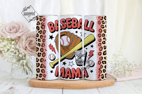 Baseball Mama Leopard Print 20oz Tumbler Sublimation sassyprint 