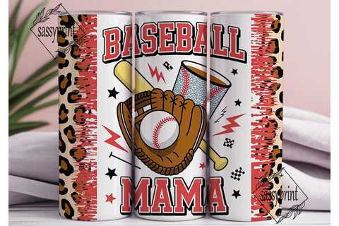Baseball Mama Leopard Print 20oz Tumbler Sublimation sassyprint 