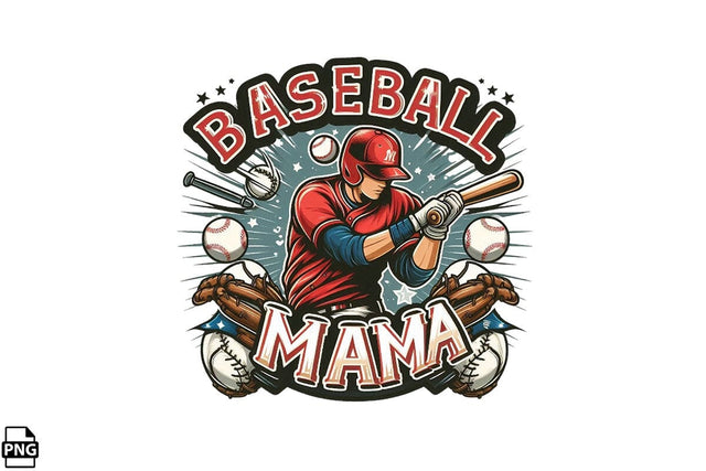 Baseball Mama PNG Clipart Printable File Sublimation Creativedesigntee 
