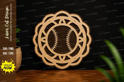 Baseball Mandala Circle Frame Laser Cut SVG File SVG Regulrcrative 