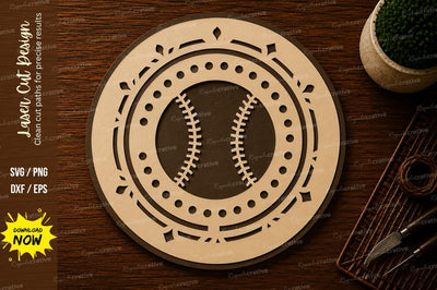 Baseball Mandala Frame Ornament Laser Cut SVG File SVG Regulrcrative 