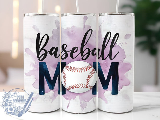 Baseball Mom 20oz Skinny Tumbler, Baseball Season Tumbler Png, Straight & Tapered Tumbler Wrap, Instant Digital Download Sublimation ToriDesigns 