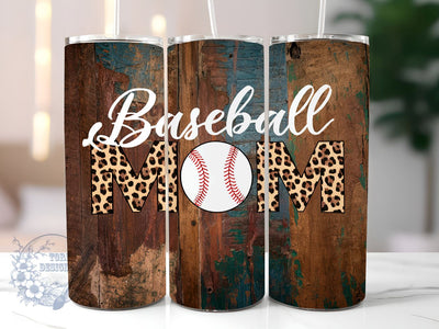 Baseball Mom 20oz Skinny Tumbler, Mom Leopard Tumbler Png, Straight & Tapered Tumbler Wrap, Instant Digital Download Sublimation ToriDesigns 