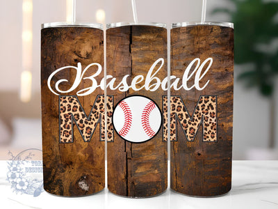 Baseball Mom 20oz Skinny Tumbler, Mom Leopard Tumbler Png, Straight & Tapered Tumbler Wrap, Instant Digital Download Sublimation ToriDesigns 