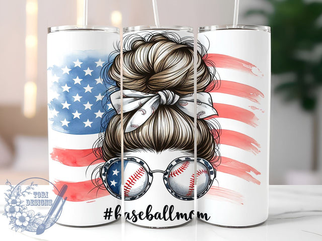 Baseball Mom 20oz Skinny Tumbler, Sports Fan Tumbler Png, Straight & Tapered Tumbler Wrap, Instant Digital Download Sublimation ToriDesigns 
