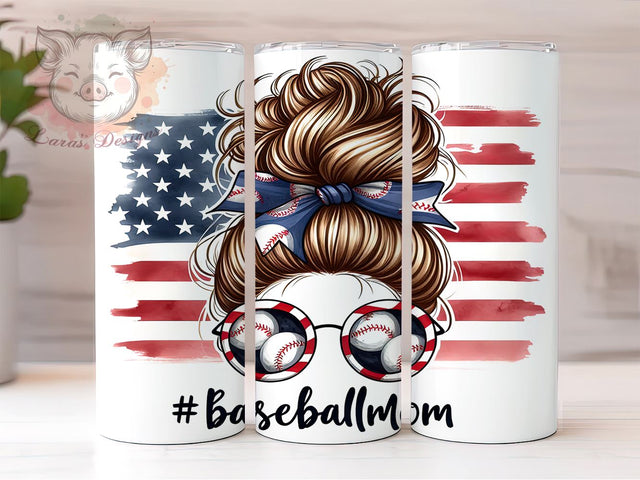 Baseball Mom 20oz Tumbler Png, Straight & Tapered Tumbler Png, American Flag Tumbler Png, Digital Download PNG Sublimation Lara' s Designs 