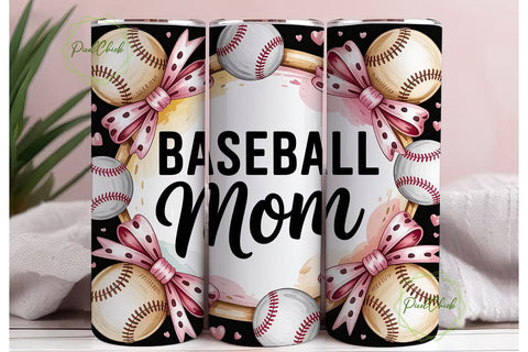 Baseball Mom 20oz Tumbler Wrap Sublimation PixelChick 