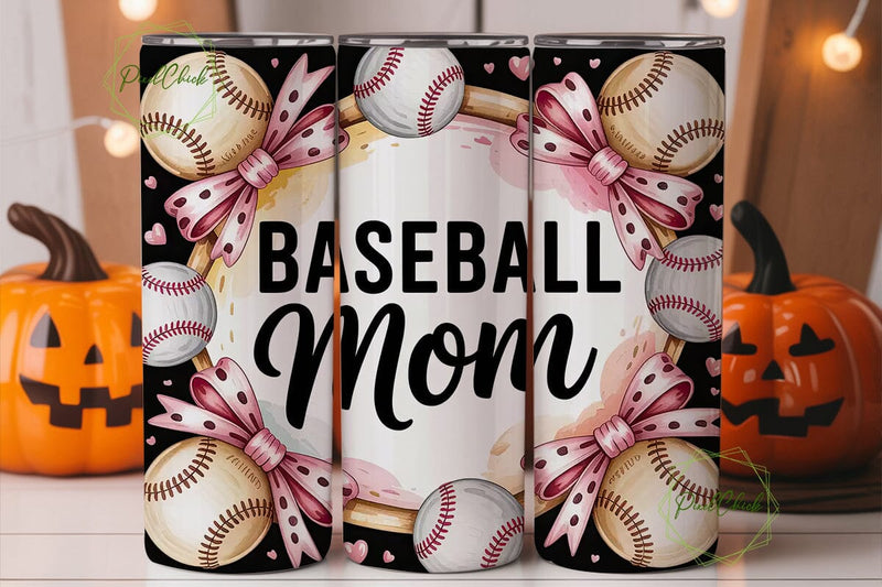 Baseball Mom 20oz Tumbler Wrap Sublimation PixelChick 
