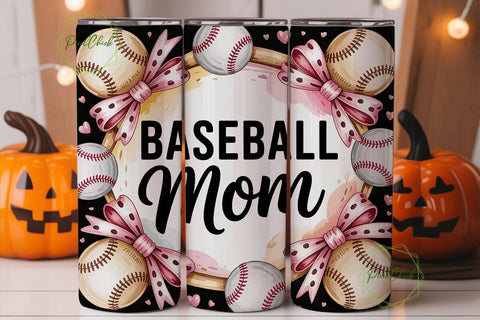 Baseball Mom 20oz Tumbler Wrap Sublimation PixelChick 