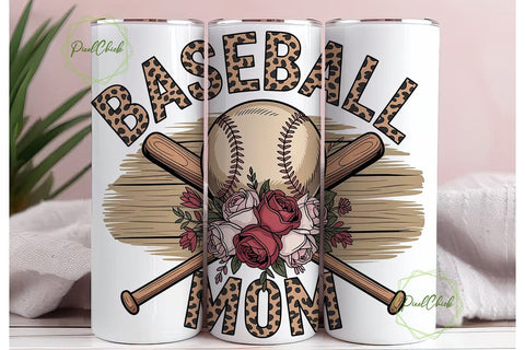 Baseball Mom 20oz Tumbler Wrap Sublimation PixelChick 