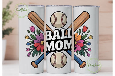 Baseball Mom 20oz Tumbler Wrap Sublimation PixelChick 