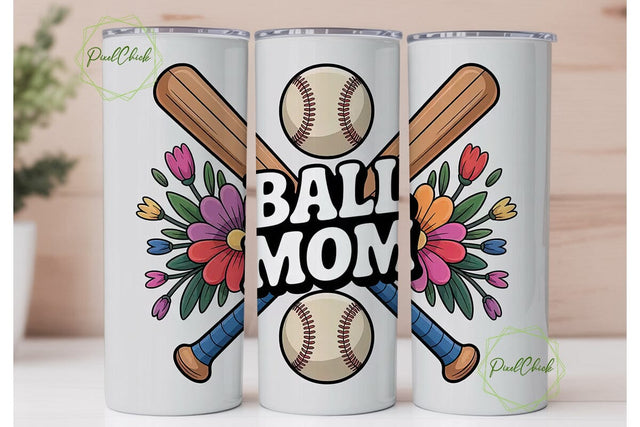 Baseball Mom 20oz Tumbler Wrap Sublimation PixelChick 