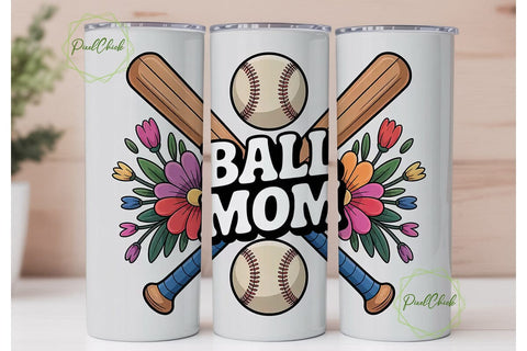 Baseball Mom 20oz Tumbler Wrap Sublimation PixelChick 