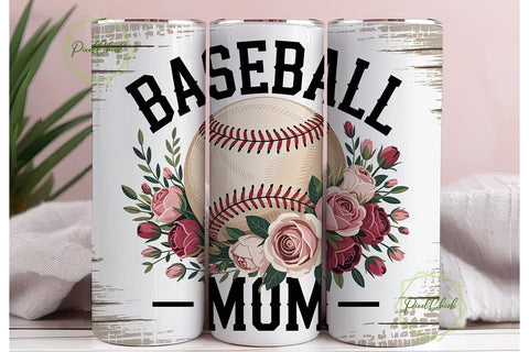 Baseball Mom 20oz Tumbler Wrap Sublimation PixelChick 