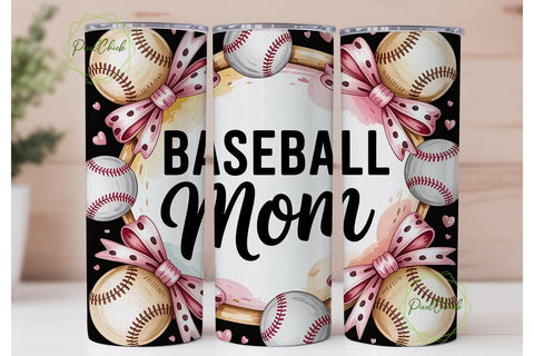 Baseball Mom 20oz Tumbler Wrap Sublimation PixelChick 