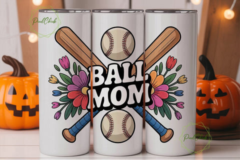 Baseball Mom 20oz Tumbler Wrap Sublimation PixelChick 