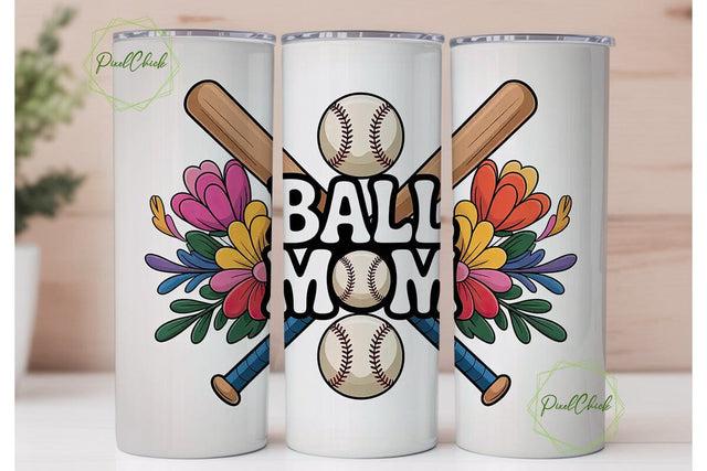 Baseball Mom 20oz Tumbler Wrap Sublimation PixelChick 