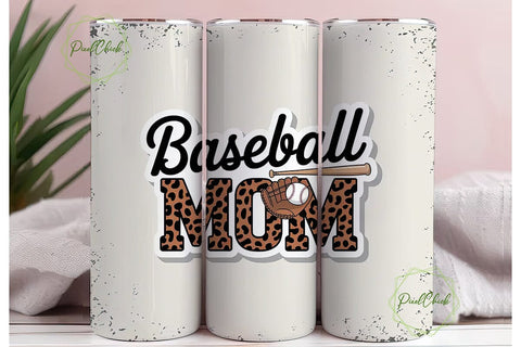 Baseball Mom 20oz Tumbler Wrap Sublimation PixelChick 